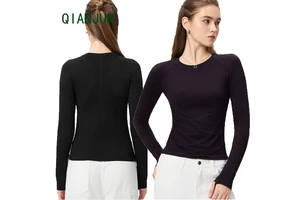 Customized Logo Women's Yoga Wear Tops Four Sided High Elasticity Long Sleeved Outdoor Exercise Yoga Top