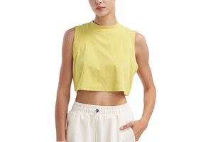 Customized Plus Size Sleeveless Loose Yoga Sports Vest for Women Breathable Quick-Dry Front Logo Fitness Yoga Top