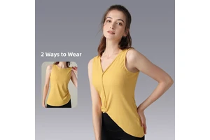 2 Ways to Wear Fitness Sportswear Summer Running Ladies Custom Vest Sleeveless Loose Back Yoga Tank Top for Women