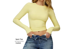 Hot Sale Women Long-Sleeve Yoga Top High-Intensity Fitness Wear Pilates Running Sports Top Tight Fitting Gym Workout Shirt