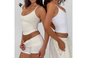 Custom V Neck Racerback Crop Tank Top Summer Spaghetti Strap Cami Sexy Yoga Workout Activewear Slim Fit Tops for Women