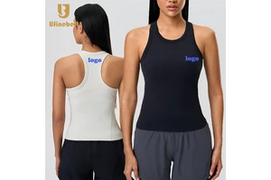 Slim Fit Women's Sleeveless Gym Fitness Racerback Workout Tank Tops Plus Size Padded Yoga Vest