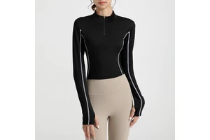 Hot Selling Quick-dry Women's Yoga Half-zip Long-sleeve Top Soft Slim-fitting Wrap Top Yoga
