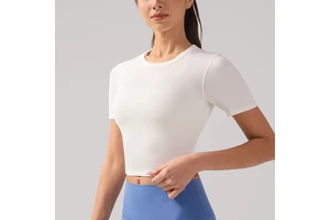 Yoga Top Factory Sales Spring Summer Women's Casual Gym Short Sleeve Yoga T-shirt Fashion Fitness Basic Solid Color Yoga Top