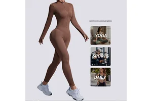 Hot Sale Women's Sports Yoga Wear Stand Collar Long Sleeves Zipper Thumb Holes Butt-Lifting Tummy-Control Sweat-Wicking