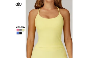 New Design Seamless Yoga tank Tops Thin Shoulder Strap Cross Fitted Tops for Women Skin-friendly Sport Training Vest for 2025