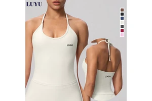 CUSTOM LOGO Newest Halter Tie up Sports Tank Top V Neck Quick Dry Backless Training Running Pilates Tops