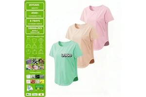 Women's Summer Custom Workout Clothing Active Wear Plus Size Yoga Sport T-shirts Short Sleeve Causal 88% Polyester 12% Spandex