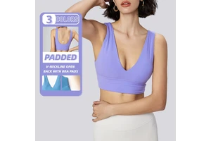 OEM Custom Soft Breathable Fitness Yoga Wear Workout Gym V-shaped Neckline Strappy Criss-Cross Back Push up Sports Bra for Women