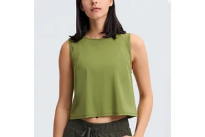 Quick Drying Breathable Sportswear Vest Back Mesh Panel Hollow Out Casual Fitness Yoga Crop Tank Top Women