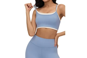OEM Women's Color Block Yoga Sports Bras Square Collar Double Layer Sport Crop Tops