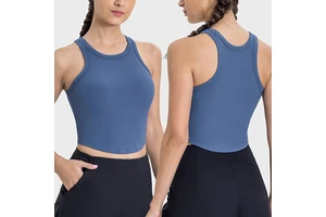 Lightweight Breathable Elastic Sports Vest With Nude-Sensing Integrated Chest Cushion Shock-proof Fitness Yoga Clothing Top