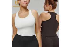 Plus Size Gym Fitness Women Yoga Sports Tank Top Racer Back Yoga Bra Soft High Elastic Sleeveless Crop Top