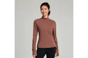 Women's Half Zipper Tight Sports Tops Gym Fitness Shirt Long Sleeve Breathable Soft Workout Wear Seamless Slim Fit Yoga Top