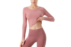 Autumn Women Back Hollow Out Yoga Shirts Quick-Drying Elastic Tight Long-Sleeve Running Fitness Sports T-shirt