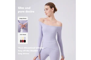 XW-CX3325 Outdoor Wear Tight Long Sleeves Gym Fitness Clothes Slim Sports Running Comfortable Women Yoga Off Shoulder Top
