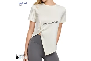 Skelund Custom Breathable Loose - Fitting Women's Yoga Short - Sleeve Open - Split Top to Hide Buttocks Slimming for Workout