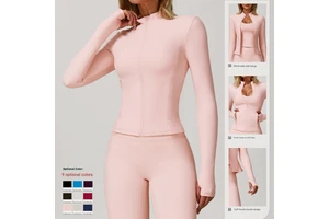 Lanyu Zipper Front Logo Lightweight Breathable Quick-drying Long Sleeve Yoga Sport Gym Top Jacket