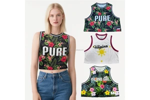 Custom Women's Cropped Basketball Jersey Cropped Singlets For Girl Tank Top Sleeveless Crop Top Wear Ice Cream Workout Shirts