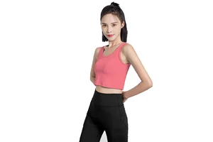 Wholesale Summer Women's UPF50+ U-neck Camisole Sun Protection Sleeveless Sports T-shirt Yoga Cropped Top