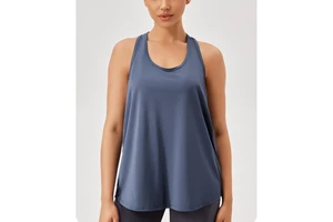 2673 Women Breathable Mesh Workout Running Tank Tops Yoga Vest Sleeveless Loose Fit Workout Racerback Tank Top