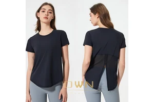 Spring and Summer New Breathable Round Neck Fitness Running Mesh Back Fashionable Casual Short Sleeve Sports Yoga T Shirts