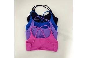 Custom Logo Cross Back Hollow Design Gym Yoga Top Shockproof With Chest Pad Quickly Dry Women Fitness Sports Bra