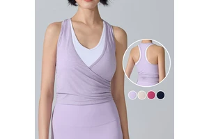 Custom Logo Fitness Clothes Deep V Neck Workout Yoga Bra Top Color Block Sleeveless Breathable Quick Dry Sports Vest for Women
