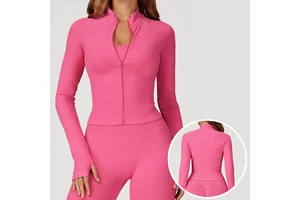 Roregal Seamless Stand Collar Zipper Yoga Slim Fit Sports Long Sleeved Jacket Sports Jackets Women Yoga Top