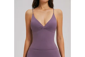 Women Sexy Deep V Neckline Yoga Running Backless Tank Top High Support Four-Way Stretch Outdoor Athletic Gym Training Vest