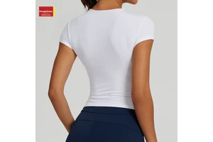 Women's Cross-border European American Quick-drying Spandex/Nylon Simple T-shirt Yoga Clothing Tight Short-sleeved Fitness Top