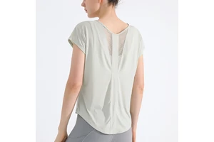 Aoyema Custom Women Breathable Short Sleeve Loose Gym Workout Top Casual Tee-shirt Sport Pour Femme Mesh Sports Gym Yoga Tees