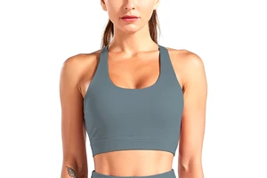 Women's Plus Size Lightweight Sports Bra Athletic Workout Gym Wear Soft Touch Knit Daily Use Front Logo Medium Support