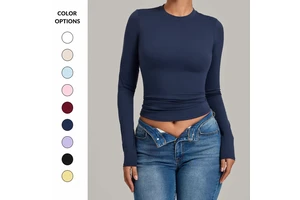 Aoyema Women Fitness Wear Tight Belly Long-sleeved Yoga Clothes High-intensity Fitness Pilates Running Sports Yoga Top
