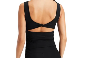 Women Sleeveless Backless Cross Designs Yoga Tank Top Gym Athletic Fitness Vest Quick Dry Workout Shirt