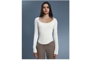 IStapromo Gifts for Breathable Yoga Sports Top for Women Off-the-Shoulder Nine Quarter Sleeve Pilates Fitness T-Shirt