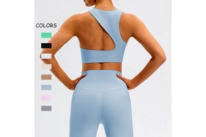 Women Beauty Back Shockproof Yoga Top Lady Round Neck Gather Sports Vest Female High Stretch Crop Gym Bra