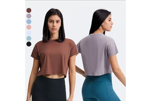 Short Sleeve Yoga T Shirts Women Quick Dry Loose Breathable Outdoor Sports Top Fitness Clothing Gym Top for Women