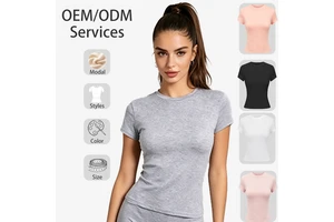 Sweethoney OEM Women's Summer Thin Fit T-Shirt Small Round Neck Stretch Shoulder T-Shirt Modal Slim Fit Women's T-Shirt