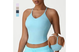 YIYI Wholesale Thin-Strap Yoga Vest Crop Slim-Fit High Elastic Workout Gym Tops Women Backless Shockproof tank Tops Gym Running