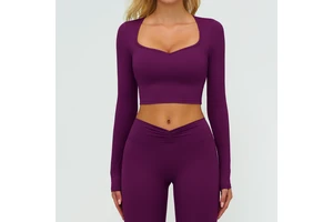 Women's Autumn Winter Brushed Spandex/Nylon Sweat-Wicking Long-sleeved Yoga Outdoor Running Fitness Outerwear Top