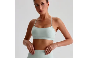 Custom Yoga Lightweight High Quality Breathable Quick Dry Spaghetti Strap Cross Back Sports Running Crop Top
