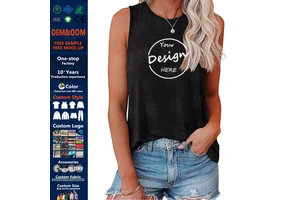 Custom Quick Dry Polyester Spandex Elastic Slim Fitted Gym Yoga Ladies Sleeveless Shirt Screen Print Tank Top Cotton Women