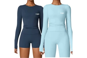 Winter Brushed Long Sleeved Yoga Tops High-strength Fitness Clothes Gym T Shirt Pilates Running Sports Yoga Shirts