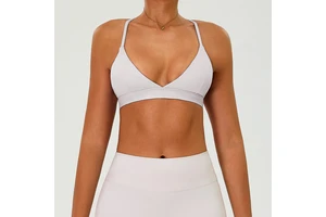 Oem Quick Dry Deep V Cross Back Sports Bra Spaghetti Straps Workout Gym Yoga Bra