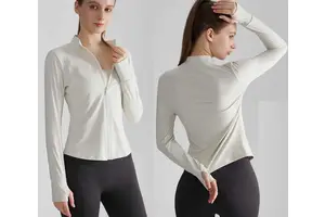 Elastic Lady Jackets Factory Custom Logo Women Fitness Jackets Outdoor Running Sports Gym Yoga Clothing Gym Sport Top