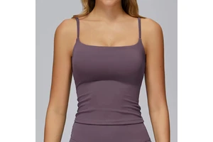 Women's Brushed Yoga Tank Top Design and Double-Strap Sports Vest for Outdoor Running and Fitness