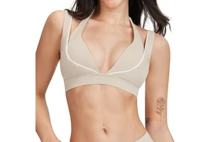 Lightweight Soft Fitness Yoga Top Women Double Layer Sports Bra Removable Padding Contrast Color Breathable Backless Running Bra