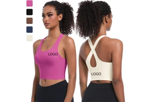XW-7079 Custom Yoga Activewear Sleeveless Round Neck Gym Cross Back Fitness Sports Corset Tops for Women