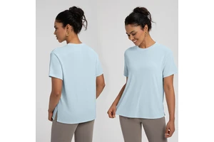 Roregal New Round Neck Yoga Short Sleeved Women Loose Breathable Skin Friendly Fitness Yoga Top T-Shirt